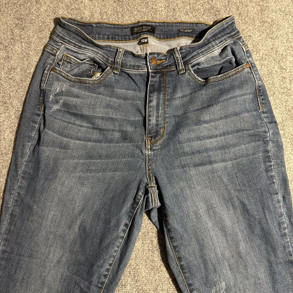 Judy Blue Denim Jeans Womens 14W Blue Relaxed Fit Super Stretchy Straight